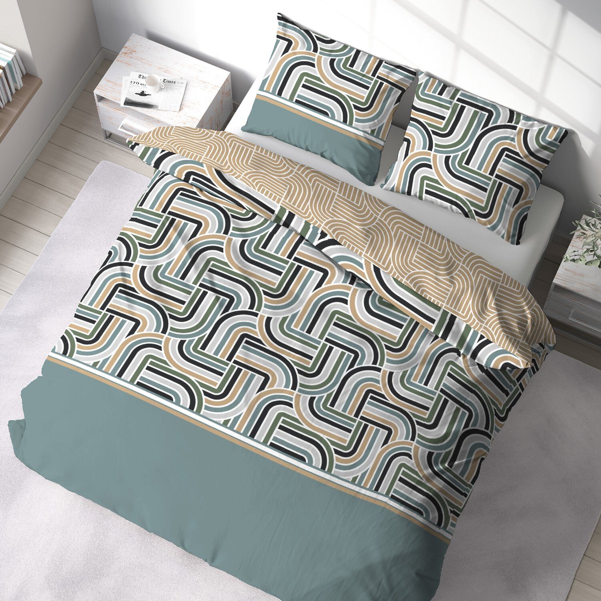 Parure de couette better coton bci loute vert, C DESIGN HOME TEXTILE