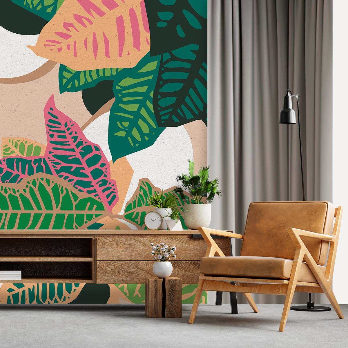 Papier peint feuilles exotiques intissé, HEXOA