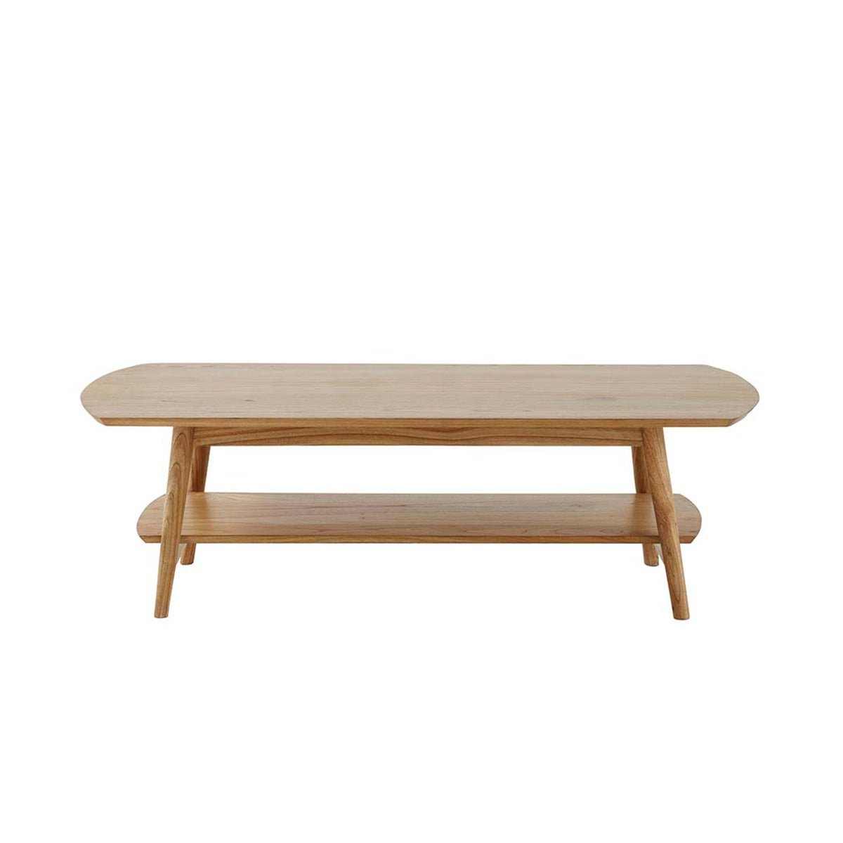 Table basse en bois massif 130 cm double plateau ODDA naturel, BERAH GETAH