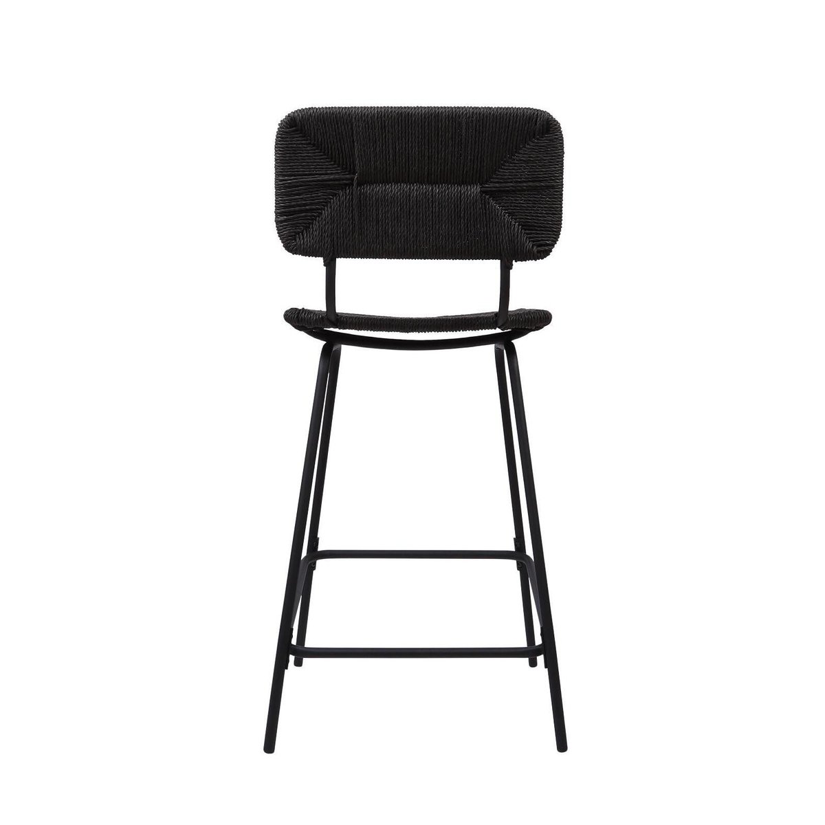 Lot de tabourets d'ilot et bar en métal et assise rotin 65cm NEMA|Lot de 6 | Lot de 6 noir, MOB IN