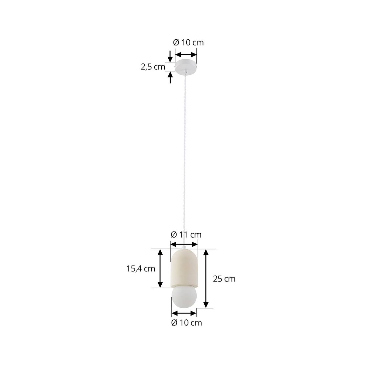 Suspension en plâtre moderne, Nielson beige, blanc, LINDBY