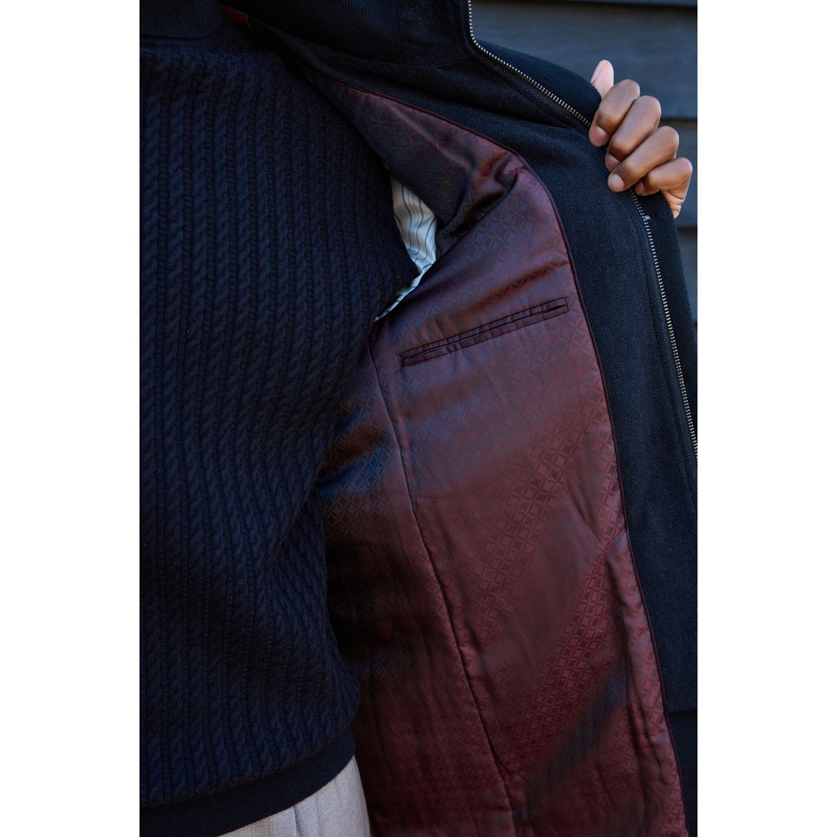 Manteau matelassé à col cheminée noir, NEXT