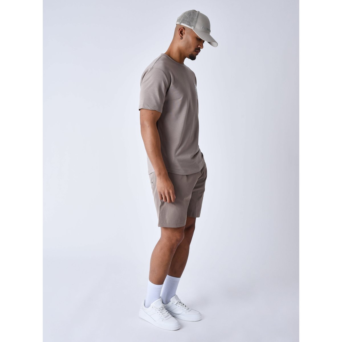 Short de bain imprimé Groovy Sun taupe, PROJECT X