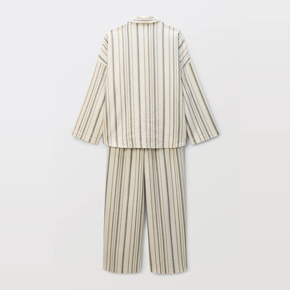 Pyjama rayé en coton gratté riz, MONOPRIX