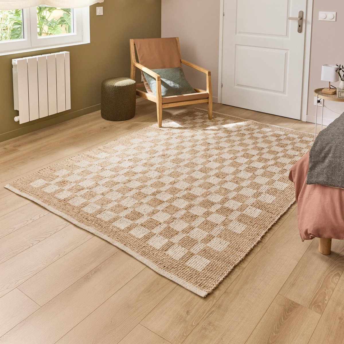 Tapis en jute, CHECKS beige, INSPIRE