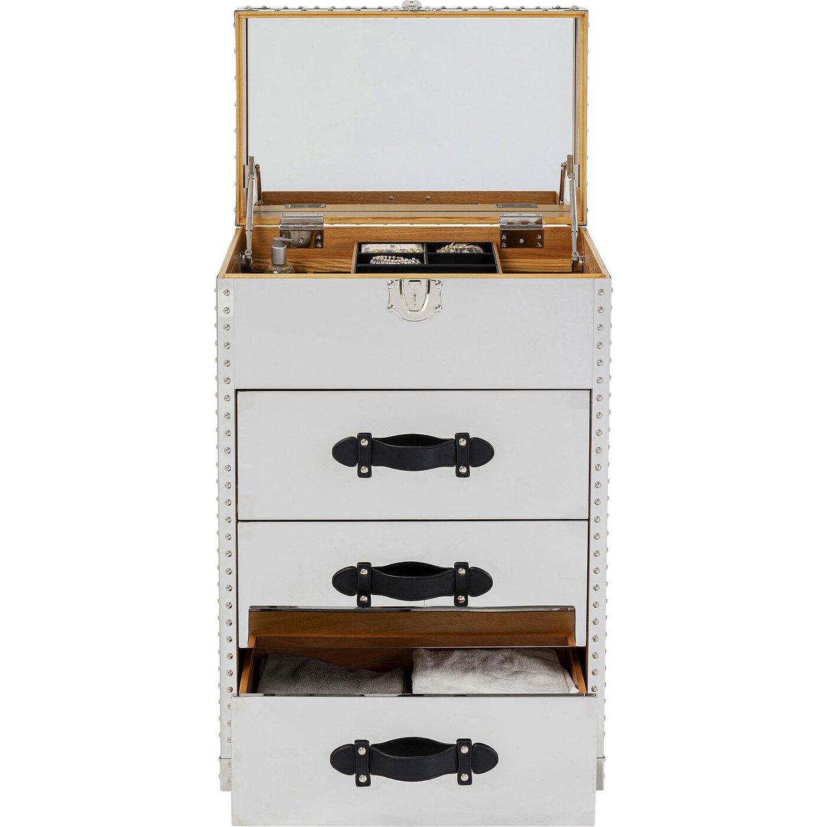 Chiffonnier en acier brillant, VEGAS argent, KARE DESIGN