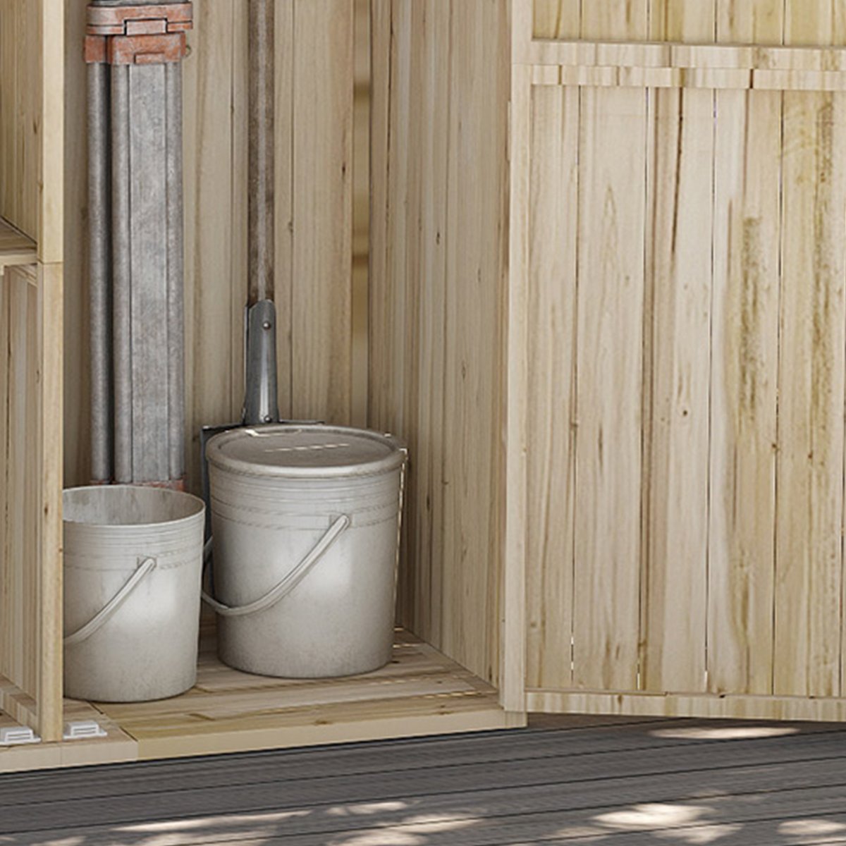 Abri de jardin Bois de sapin Bois naturel beige, OUTSUNNY