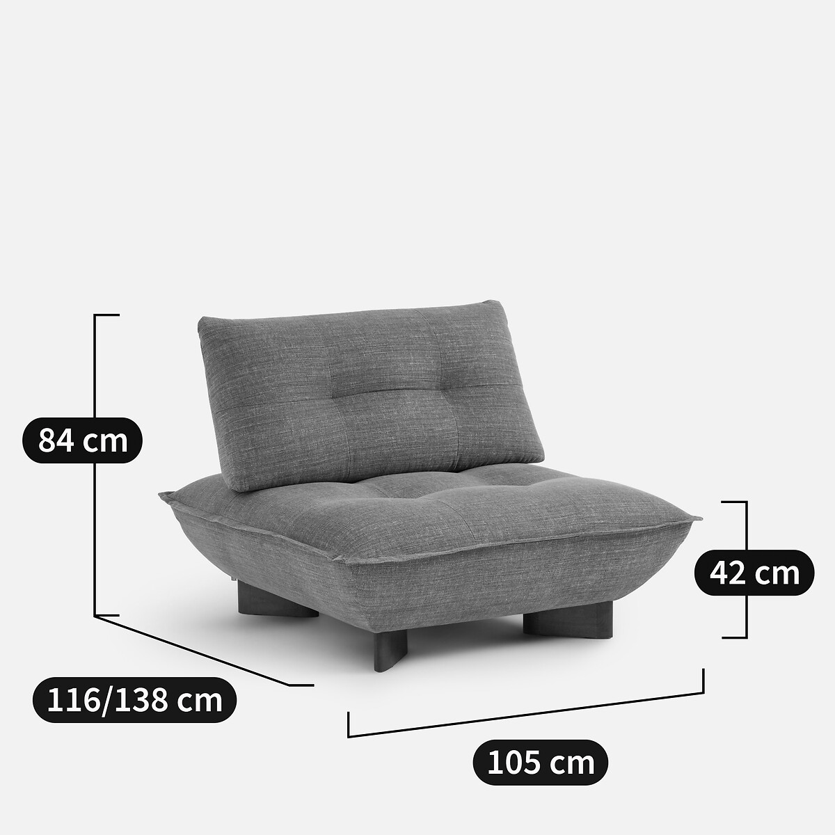 Sillón modular de algodón y lino KAORI beige              , AM.PM