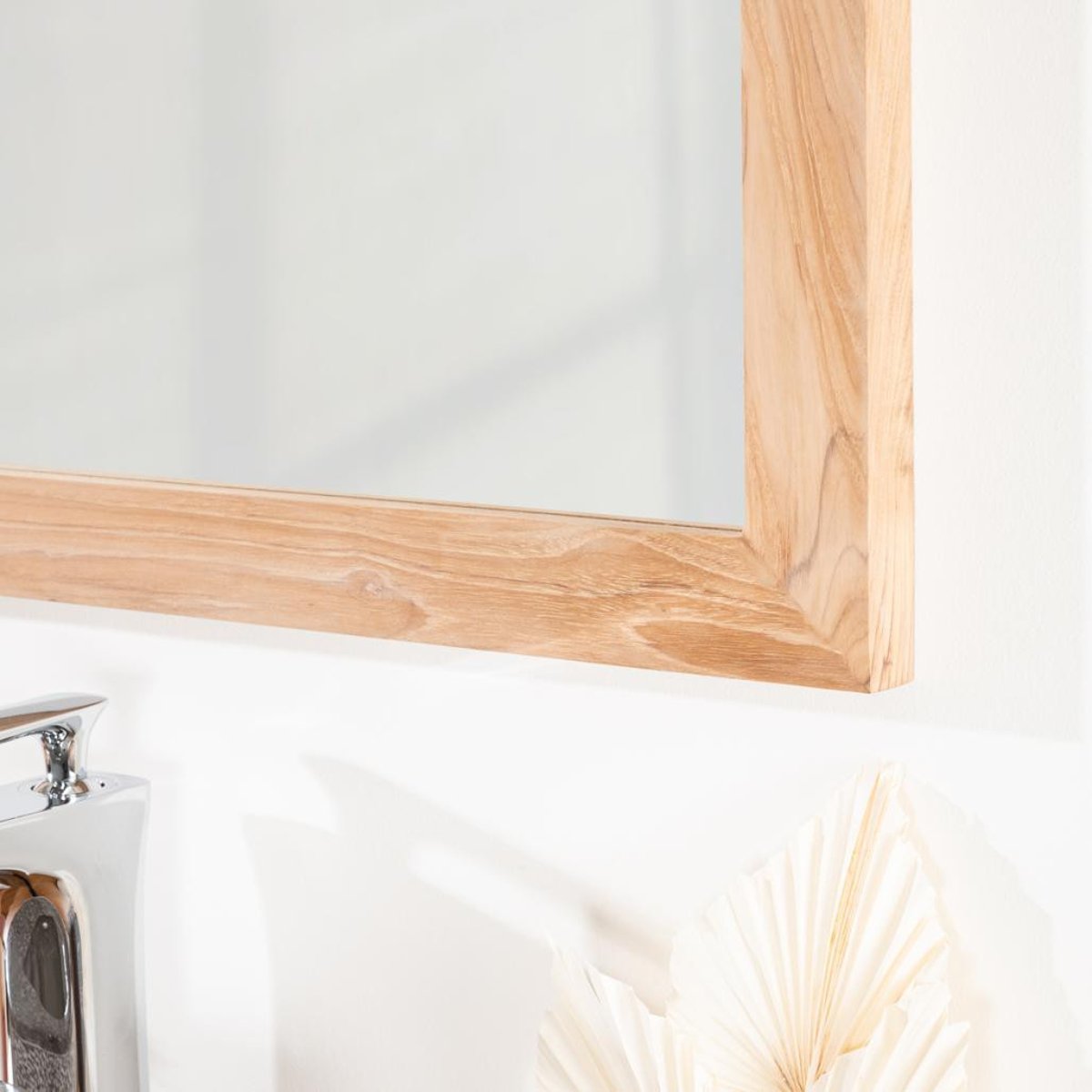 Miroir en teck massif carré 70 cm naturel, WANDA COLLECTION
