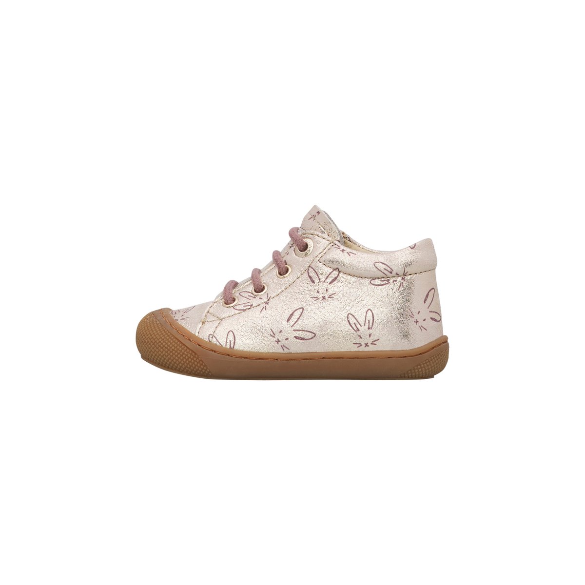 Chaussures premiers pas en cuir COCOON platine-rose, NATURINO