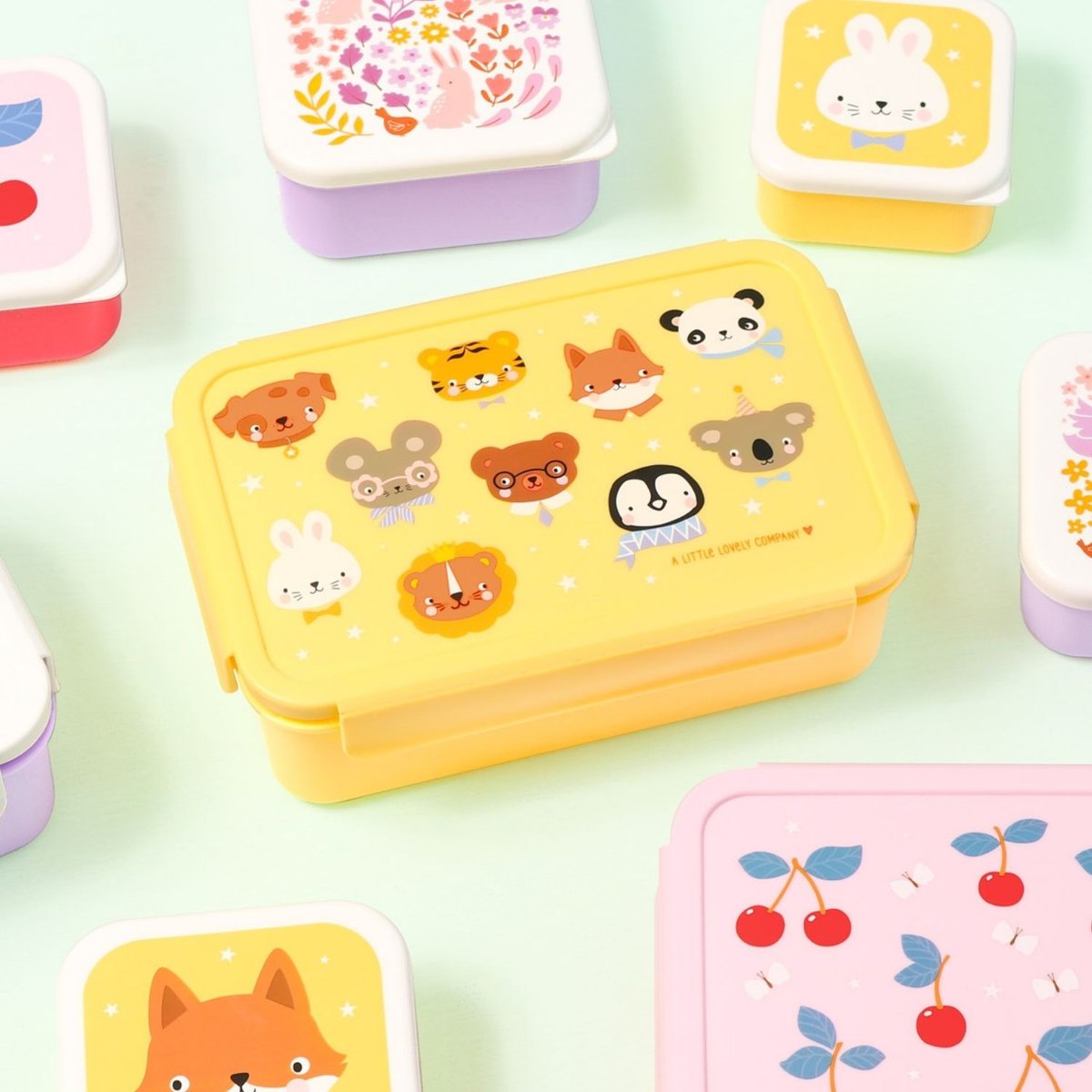 Lunch box jaune, orange, blanc, A LITTLE LOVELY COMPANY