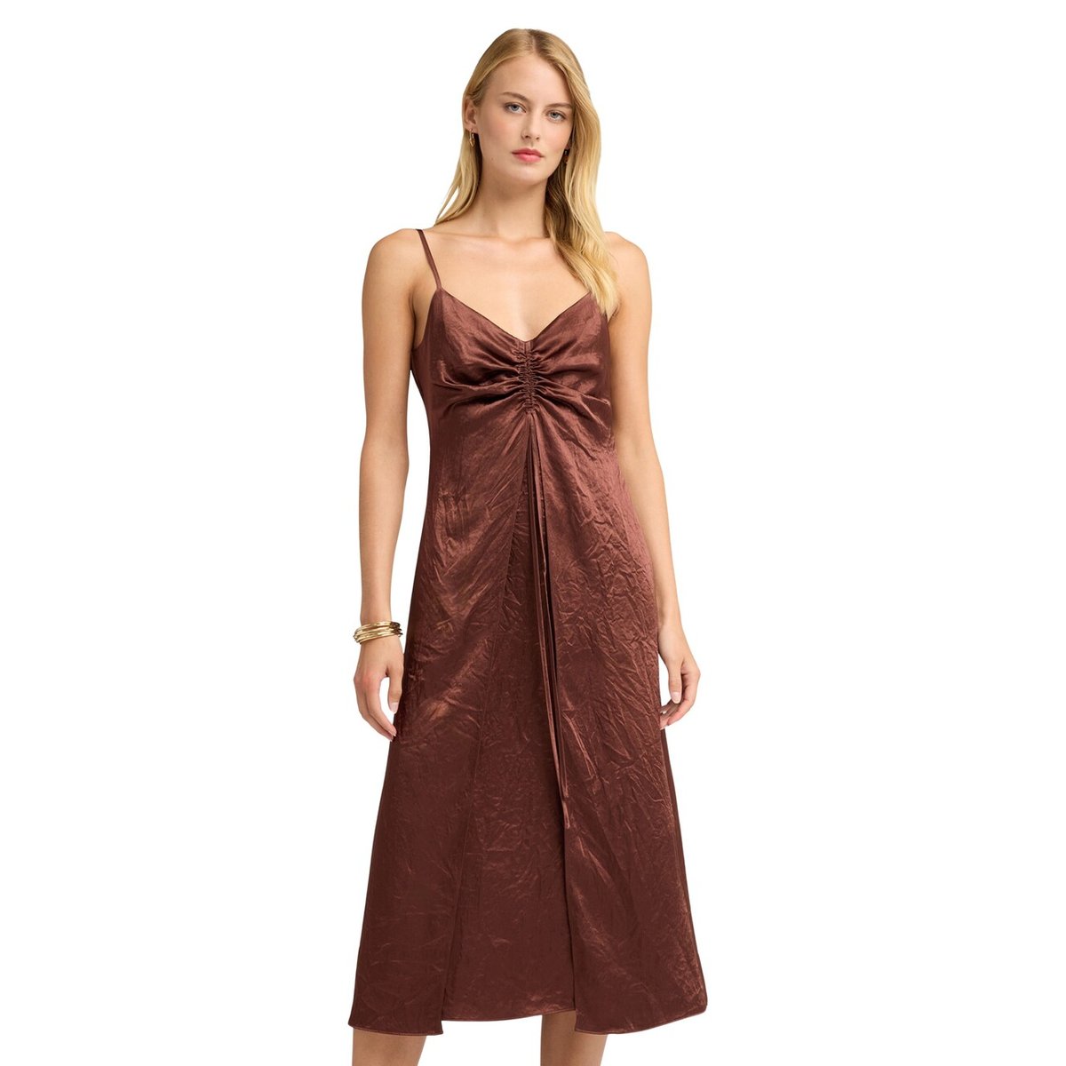 Robe avec drapé marron, MOTIVI