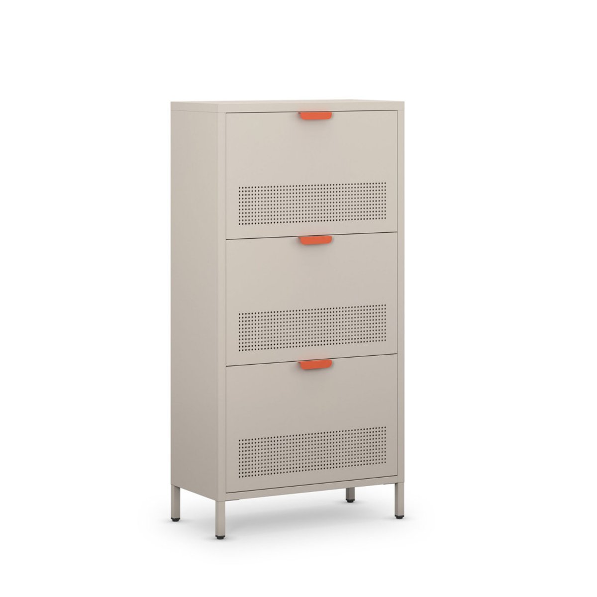 Meuble à chaussures 3 portes en métal H120cm- ADEL beige, DRAWER
