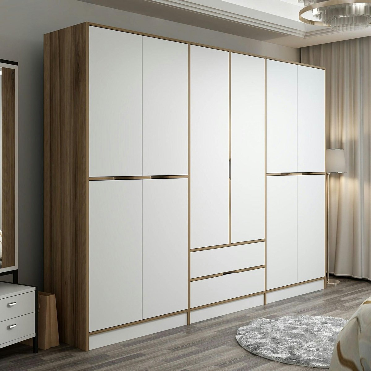 Armoire 10 portes 2 tiroirs BYRON blanc, PIER IMPORT