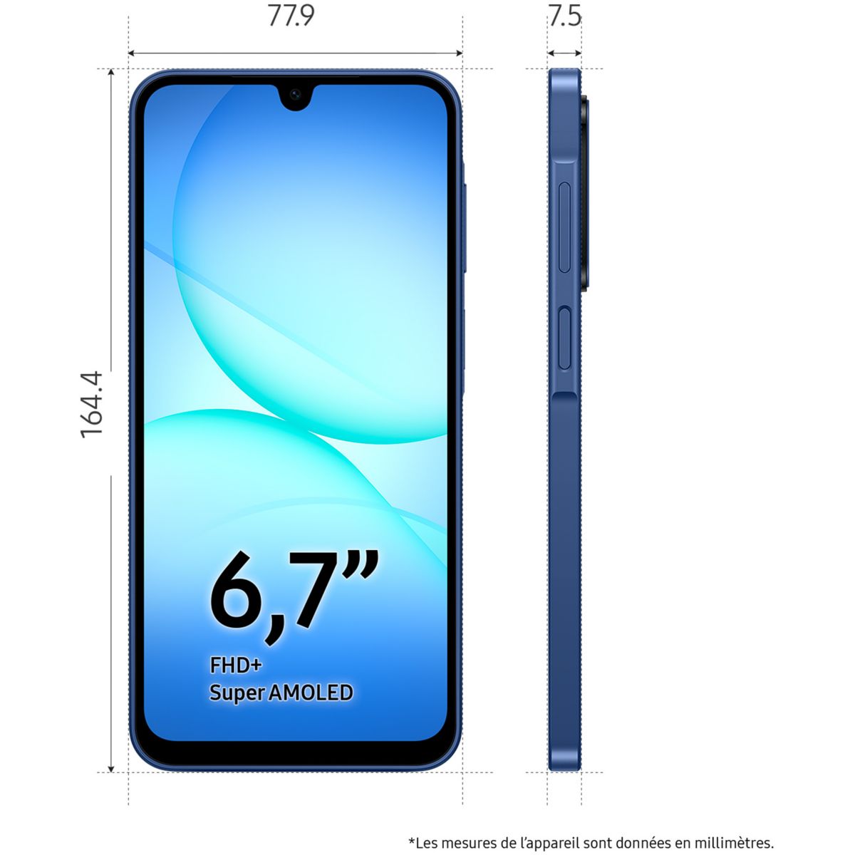 Smartphone Galaxy A17 128Go Bleu 5G couleur unique, SAMSUNG