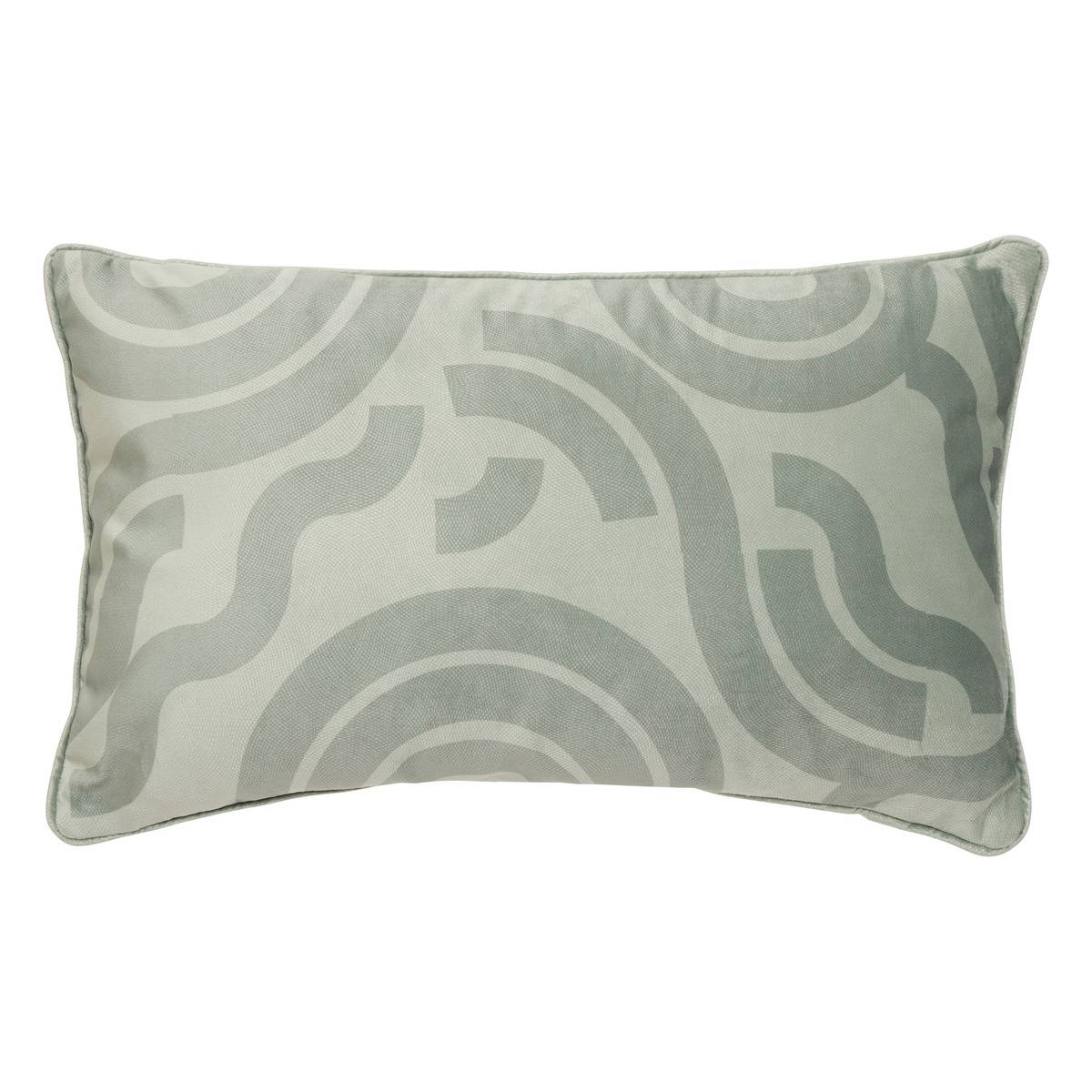 Coussin rectangulaire en velours imprimé LILOU vert céladon, ATMOSPHERA