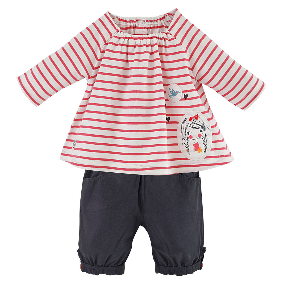 Ensemble bebe fille tunique et pantacourt gris, SUCRE D'ORGE