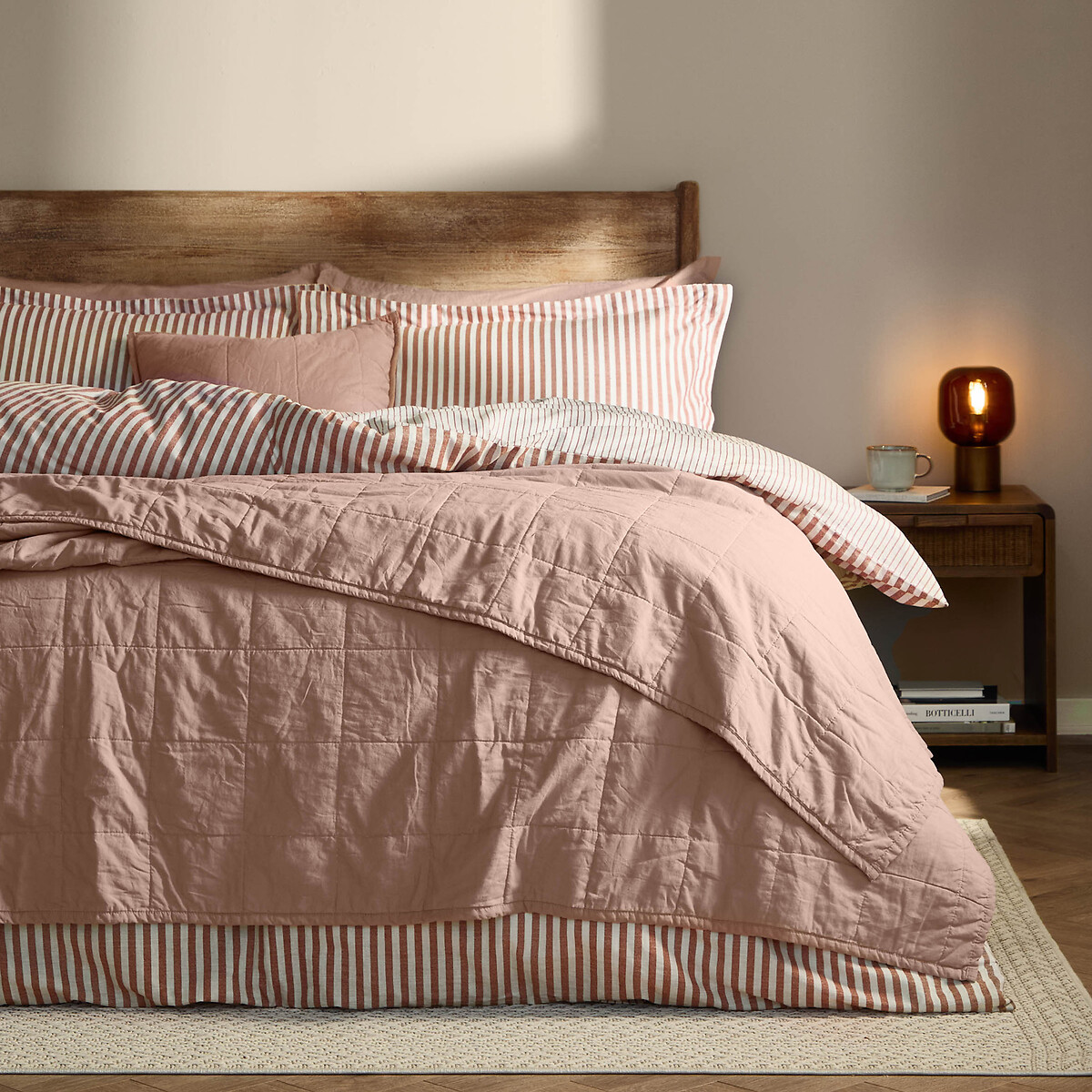 Hebden Quilted 100% Washed Cotton Bedspread - 150x200cm terracotta, YARD