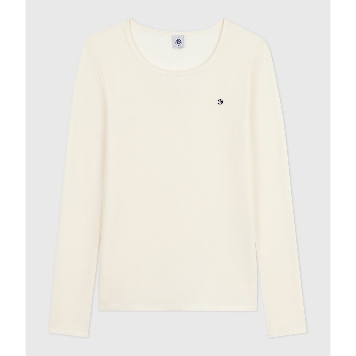 Wool/Cotton Long Sleeve T-Shirt ecru , PETIT BATEAU