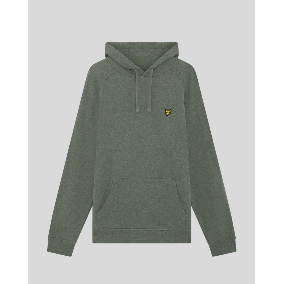 Sweat à capuche en coton chiné raglan vert kaki tri chiné, LYLE & SCOTT