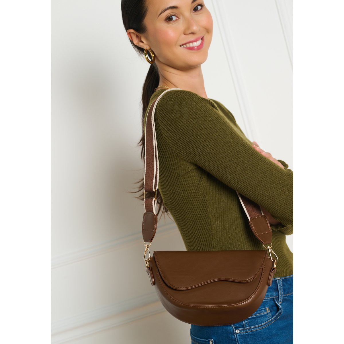 Sac demi-lune caramel, LOLALIZA