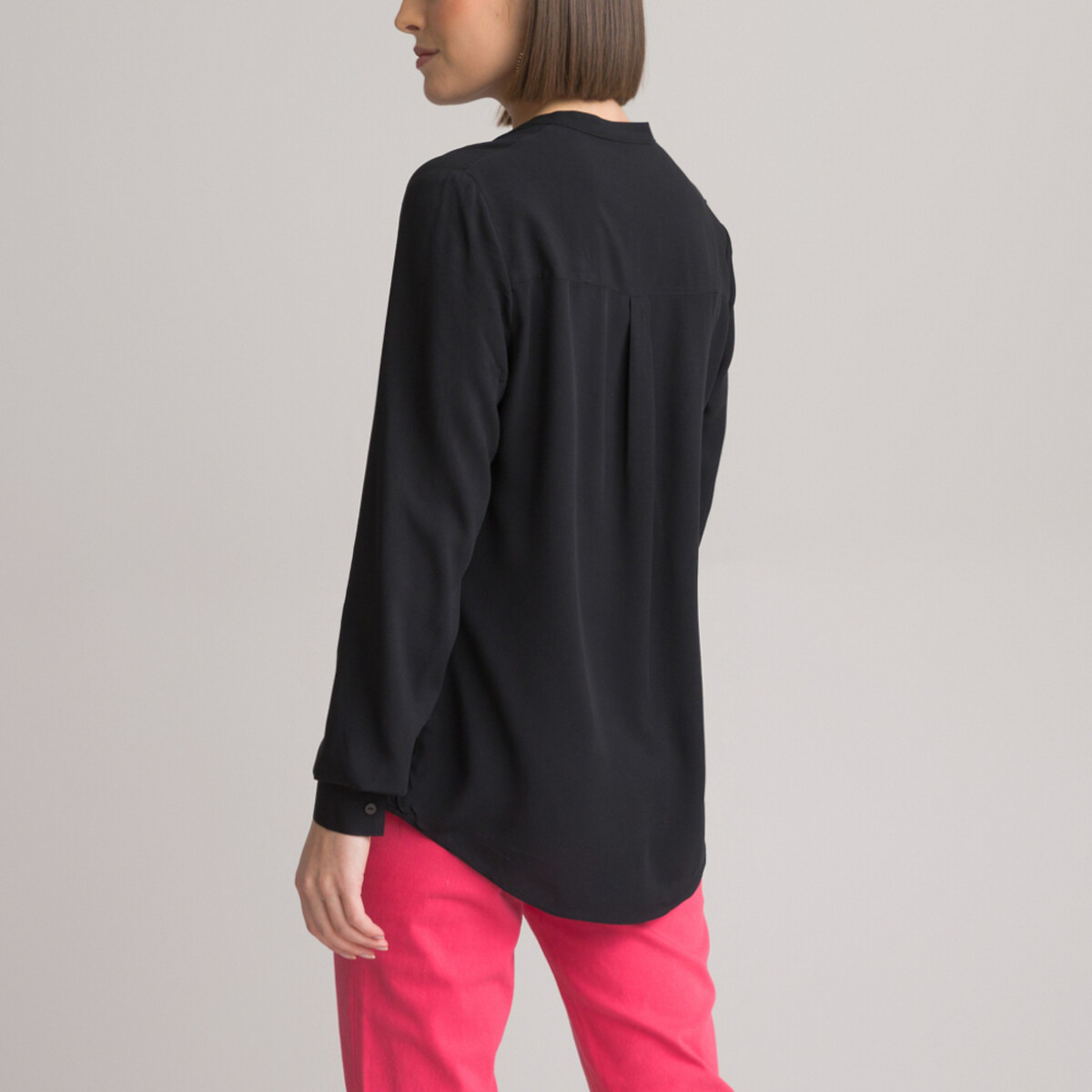 Regular Fit Draping Tunic with V-Neck black, ANNE WEYBURN