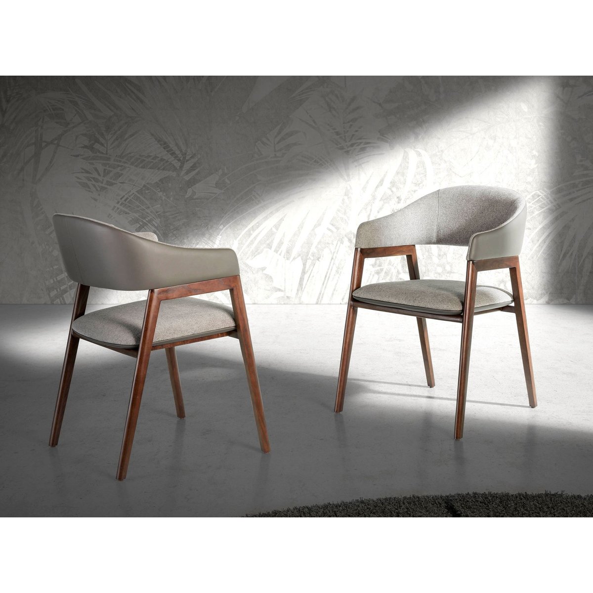 Chaise en tissu et foncé en similicuir gris | taupe | noyer, ANGEL CERDA