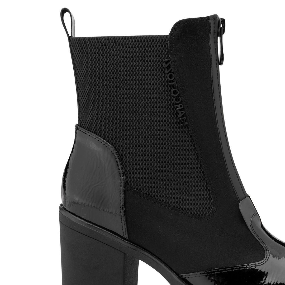 Bottine Chelsea talon bloc noir combiné, MARCO TOZZI