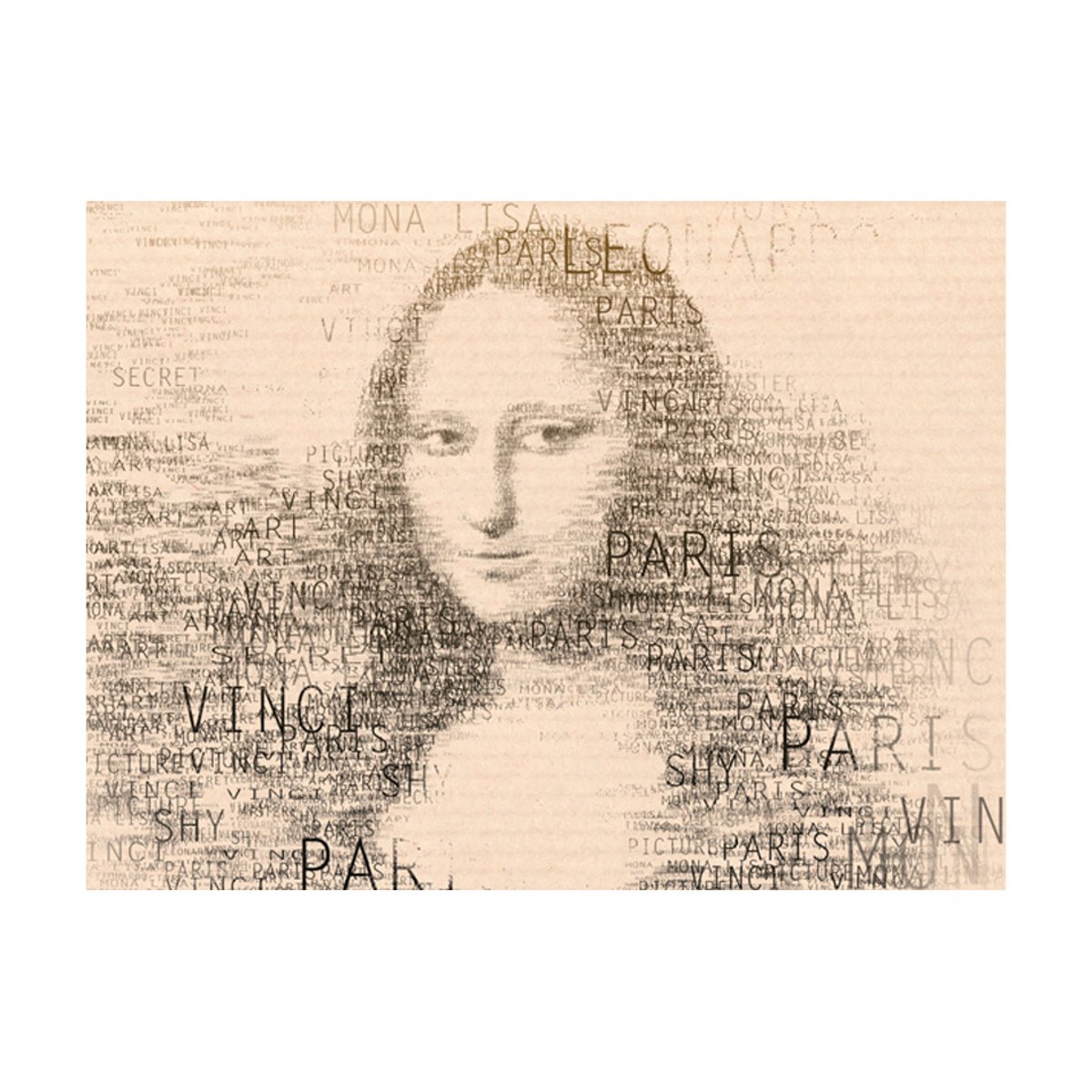 Papier peint intissé panoramique Personnes Mona Lisa : portrait en lettres noir, EDEN