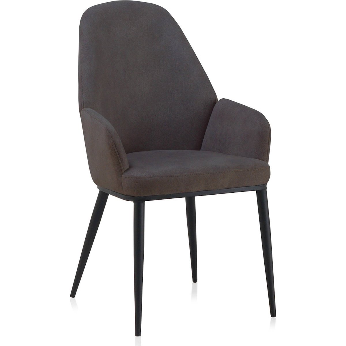 Fauteuil avec pieds en métal style moderne gris foncé pieds noirs, RECOLLECTION