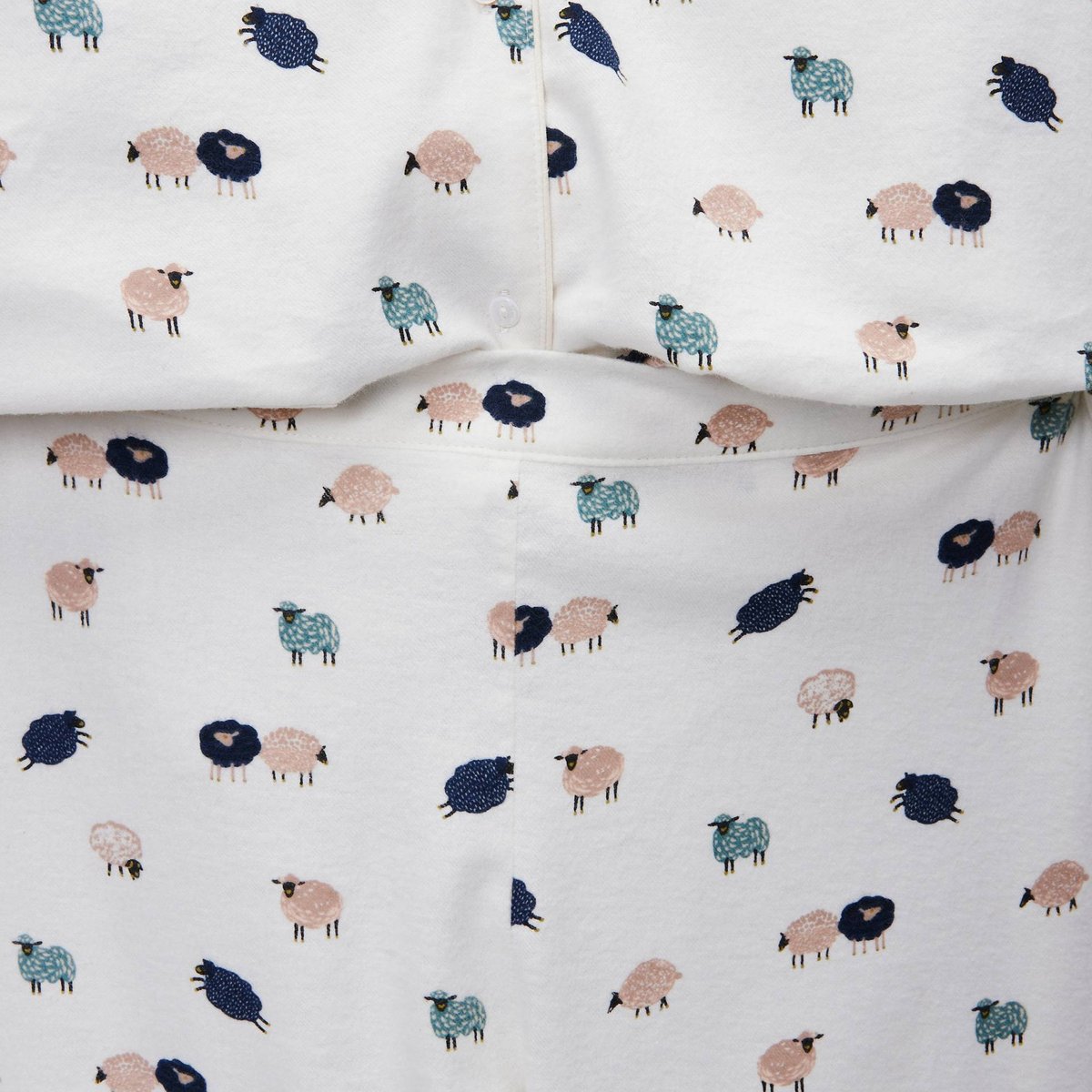 Pyjama long imprimé en flanelle de coton BIO ecru, MONOPRIX