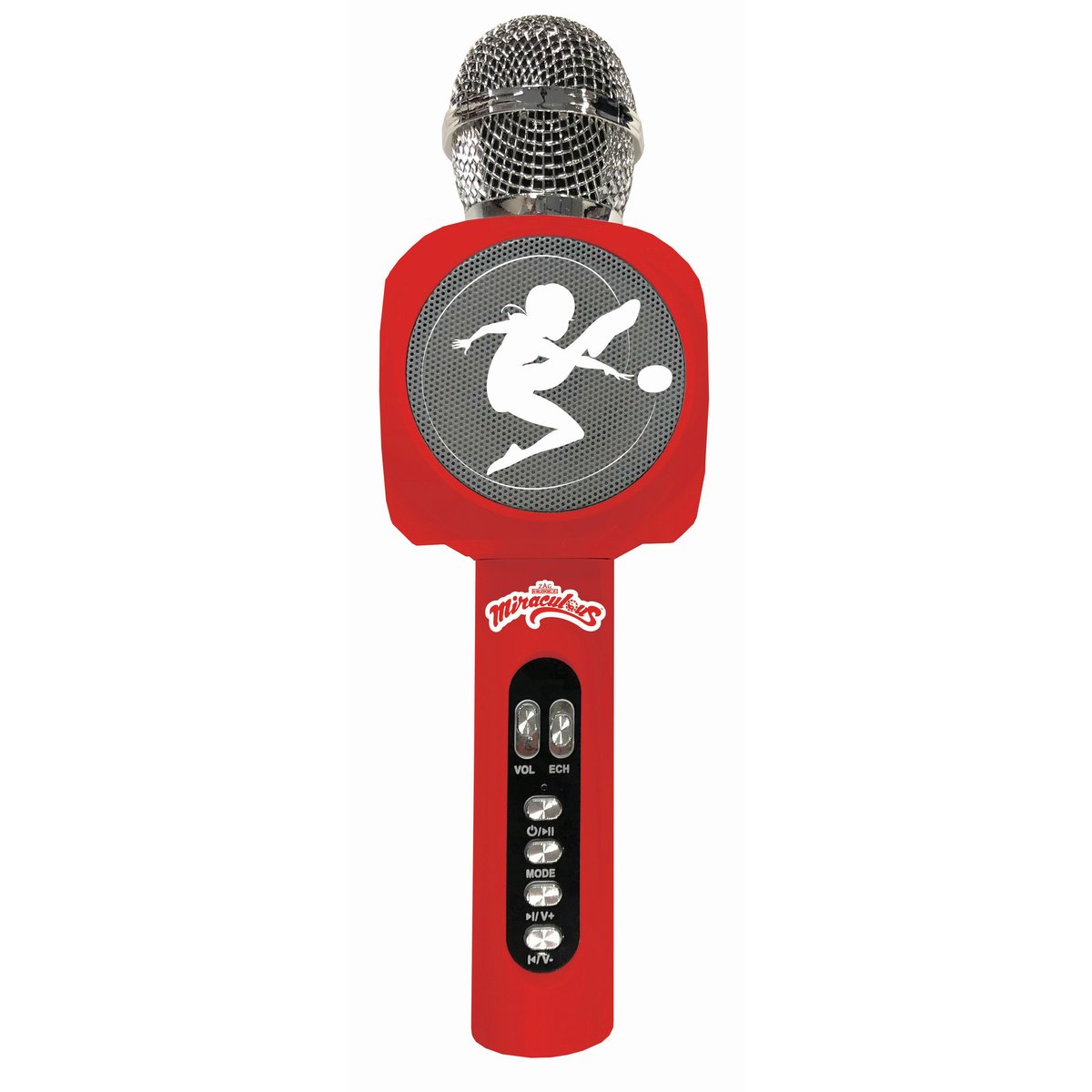 Micro Karaoké sans fil avec enceinte Bluetooth® intégrée Miraculous rouge, LEXIBOOK