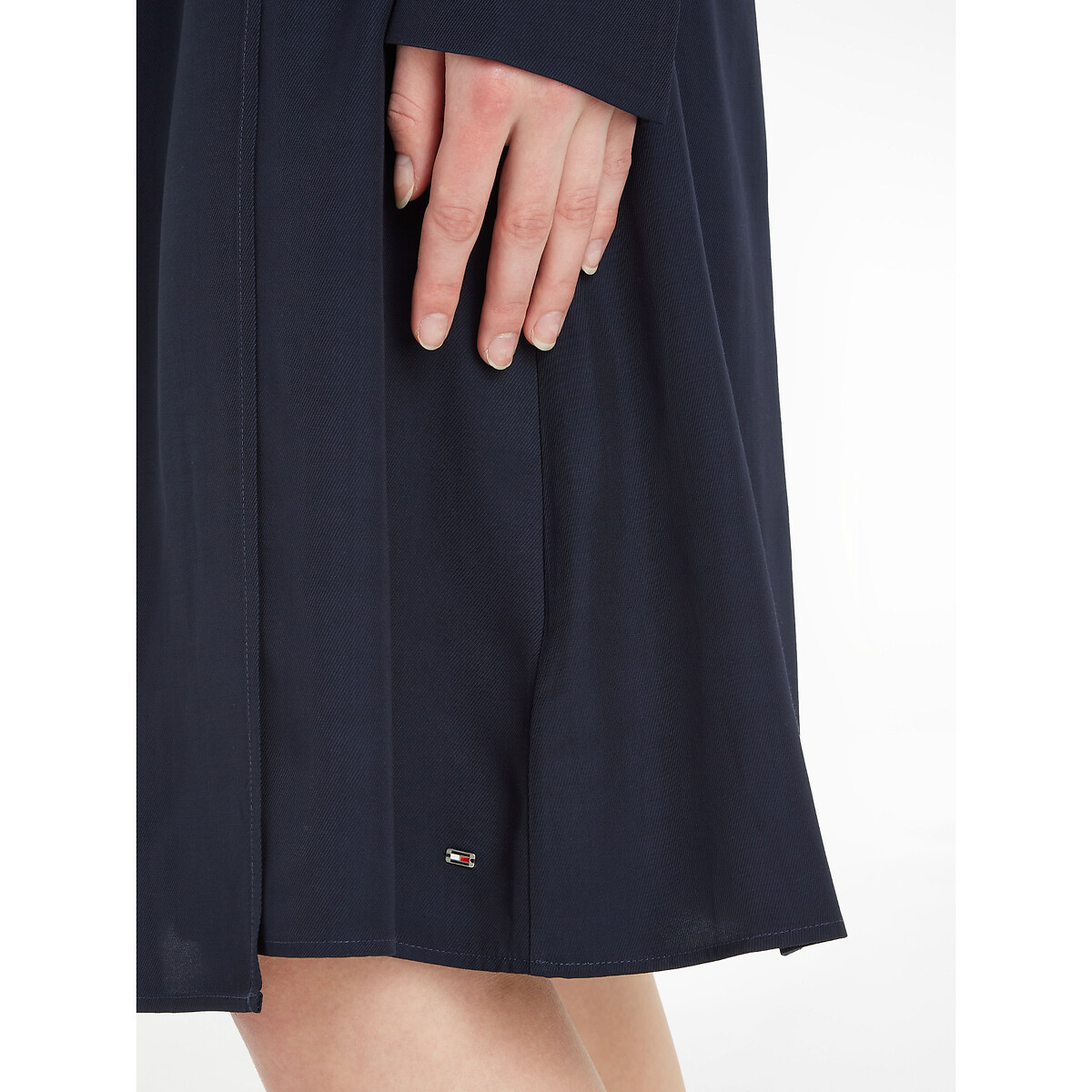 Mid-Length Wrapover Dress with Long Sleeves navy, TOMMY HILFIGER