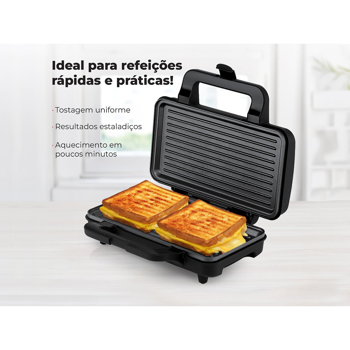 Sanduicheira Preta 900W 4971FL, FLAMA preto , FLAMA