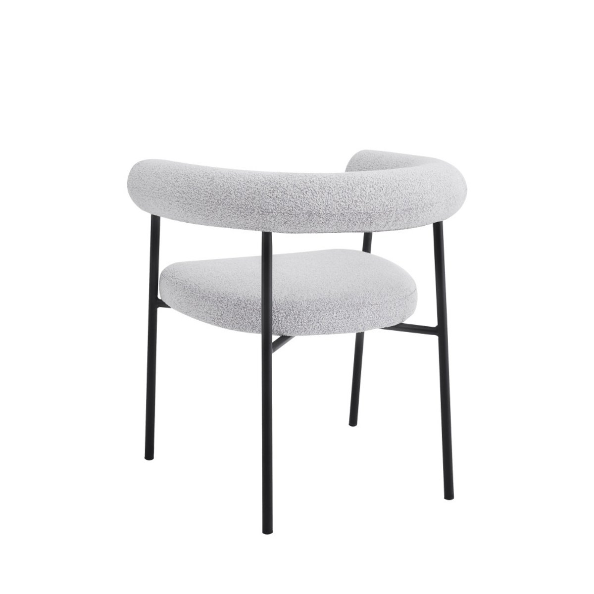 Lot de 2 fauteuils de table en tissu bouclette et métal- OLYMPE écru chiné, DRAWER