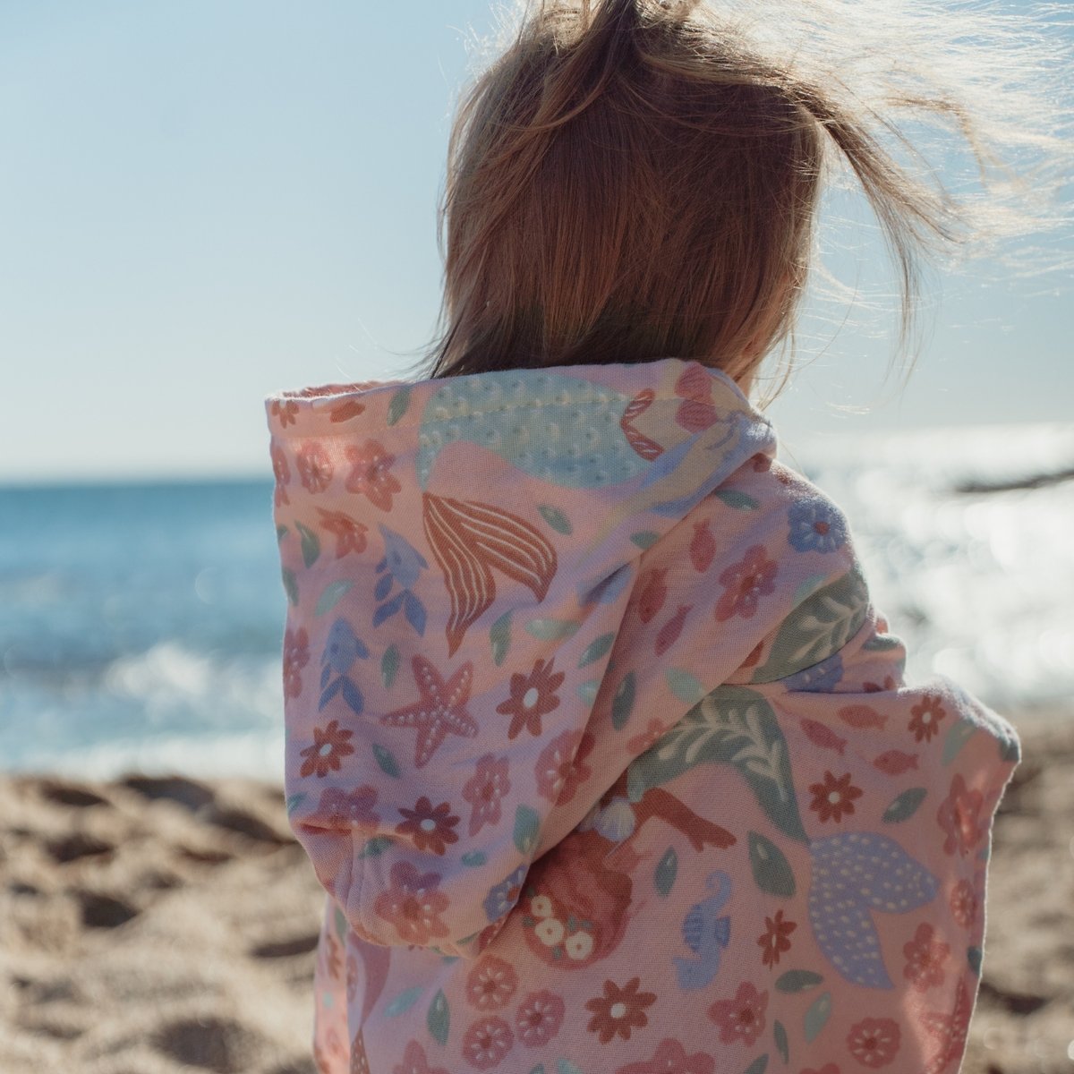 Poncho de bain rose, violet, vert, LITTLE DUTCH