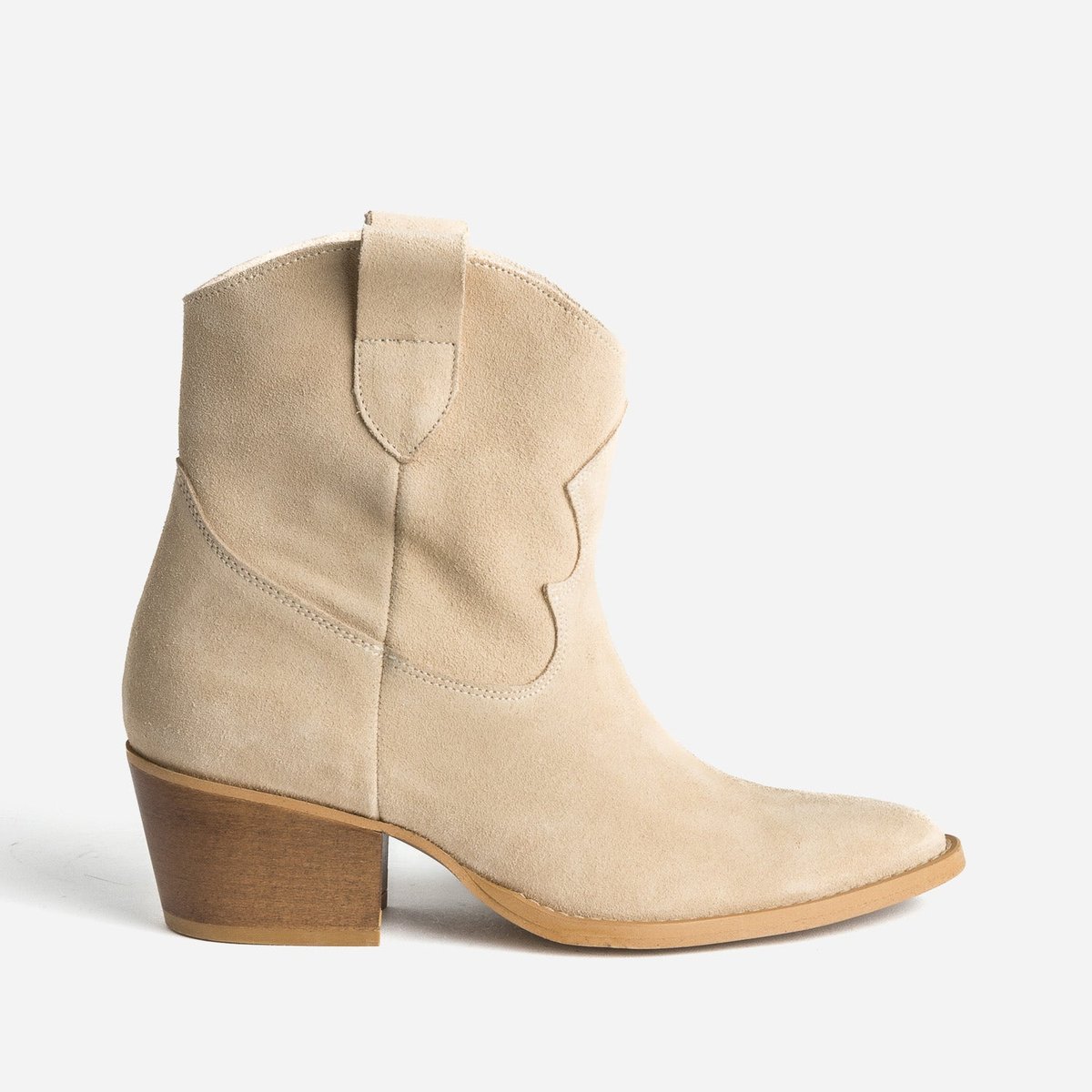 Boots À Talon en cuir SERAPHINE sable, TEXTO
