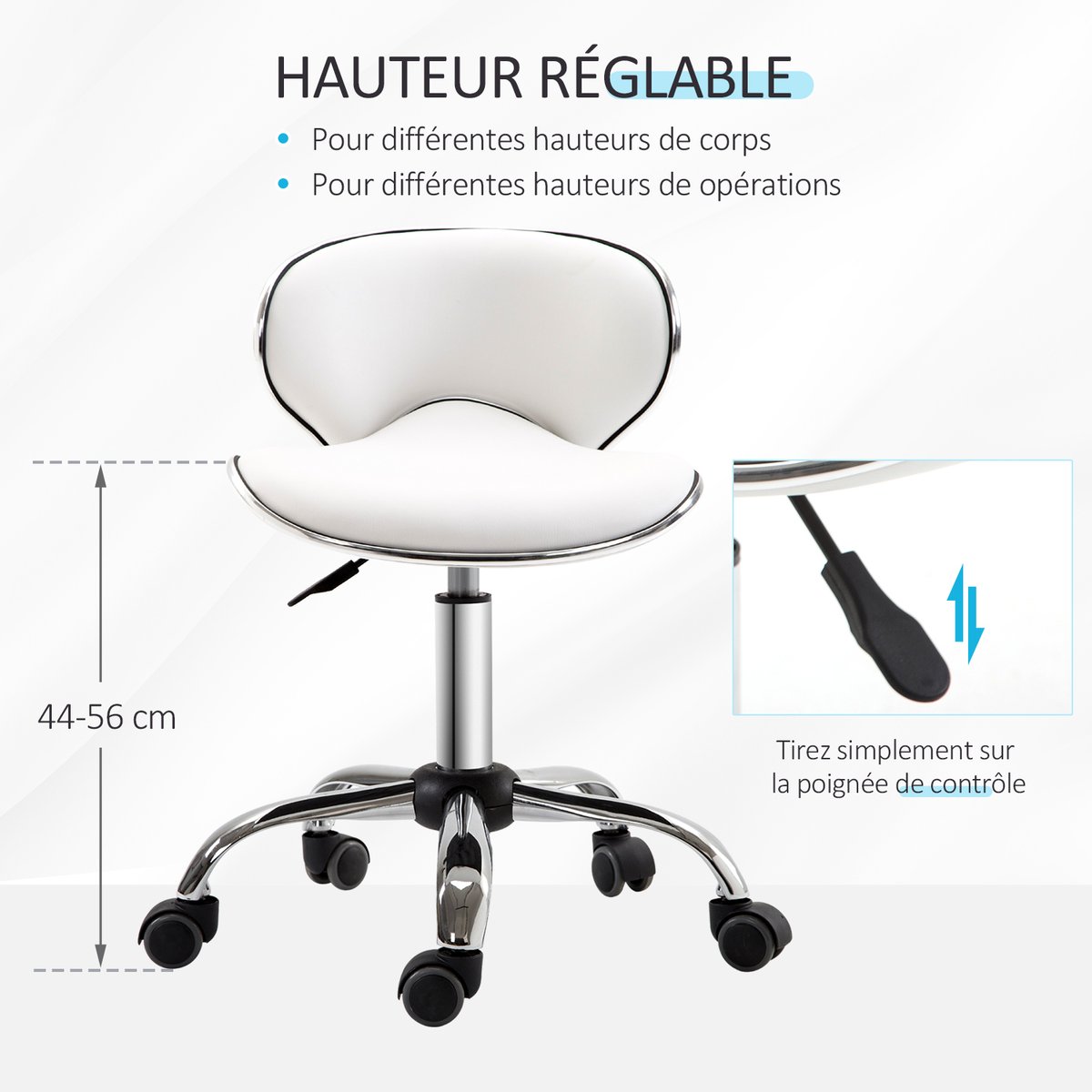 Tabouret de salon Polyuréthane Blanc blanc, HOMCOM