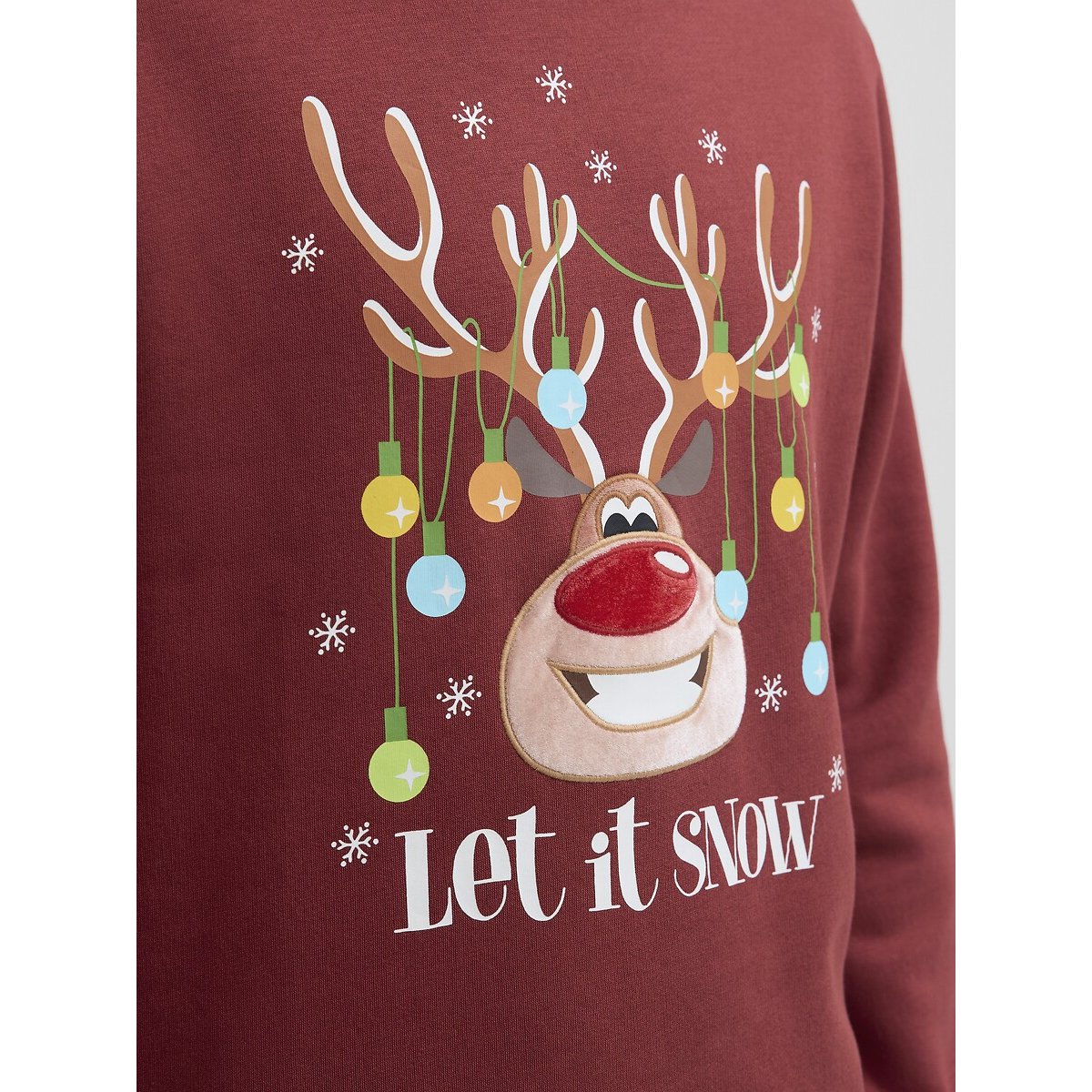 Sweat col rond Noël rouge, JACK & JONES