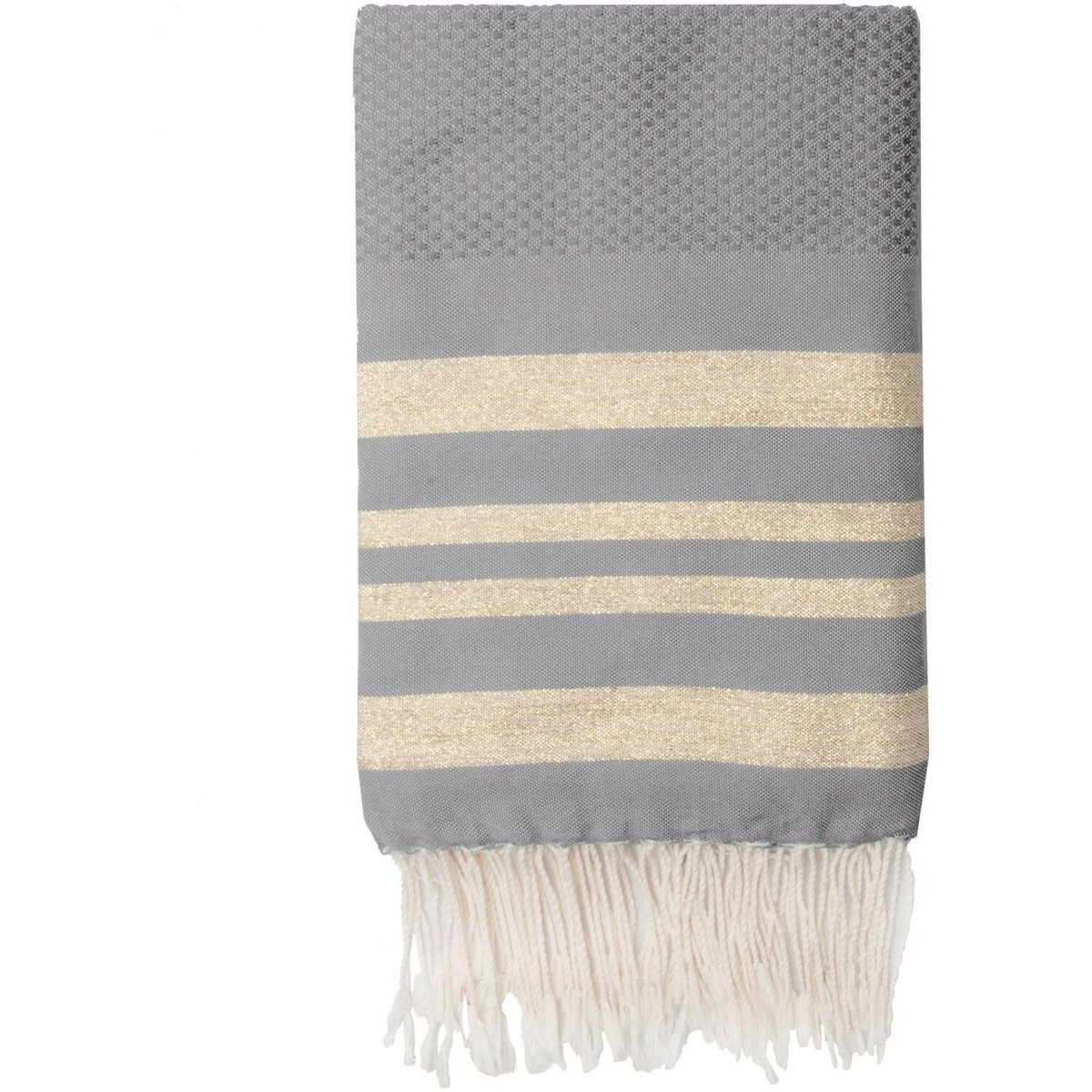 Fouta nid d'abeille coton HAMPTONS taupe clair / or, FEBRONIE