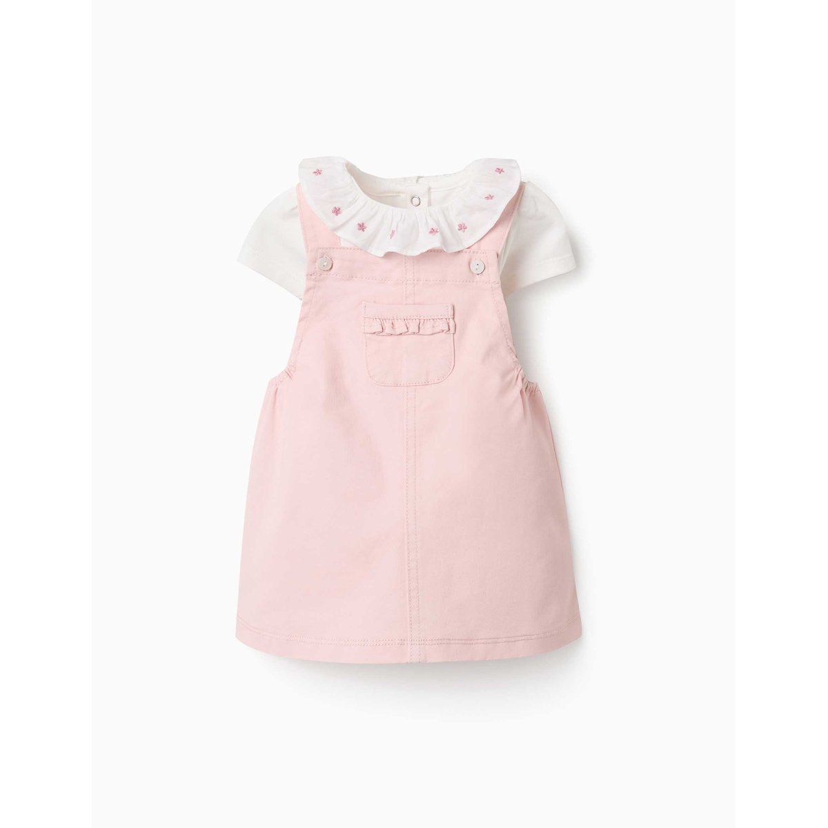Body en coton et robe chasuble en sergé rose, ZIPPY