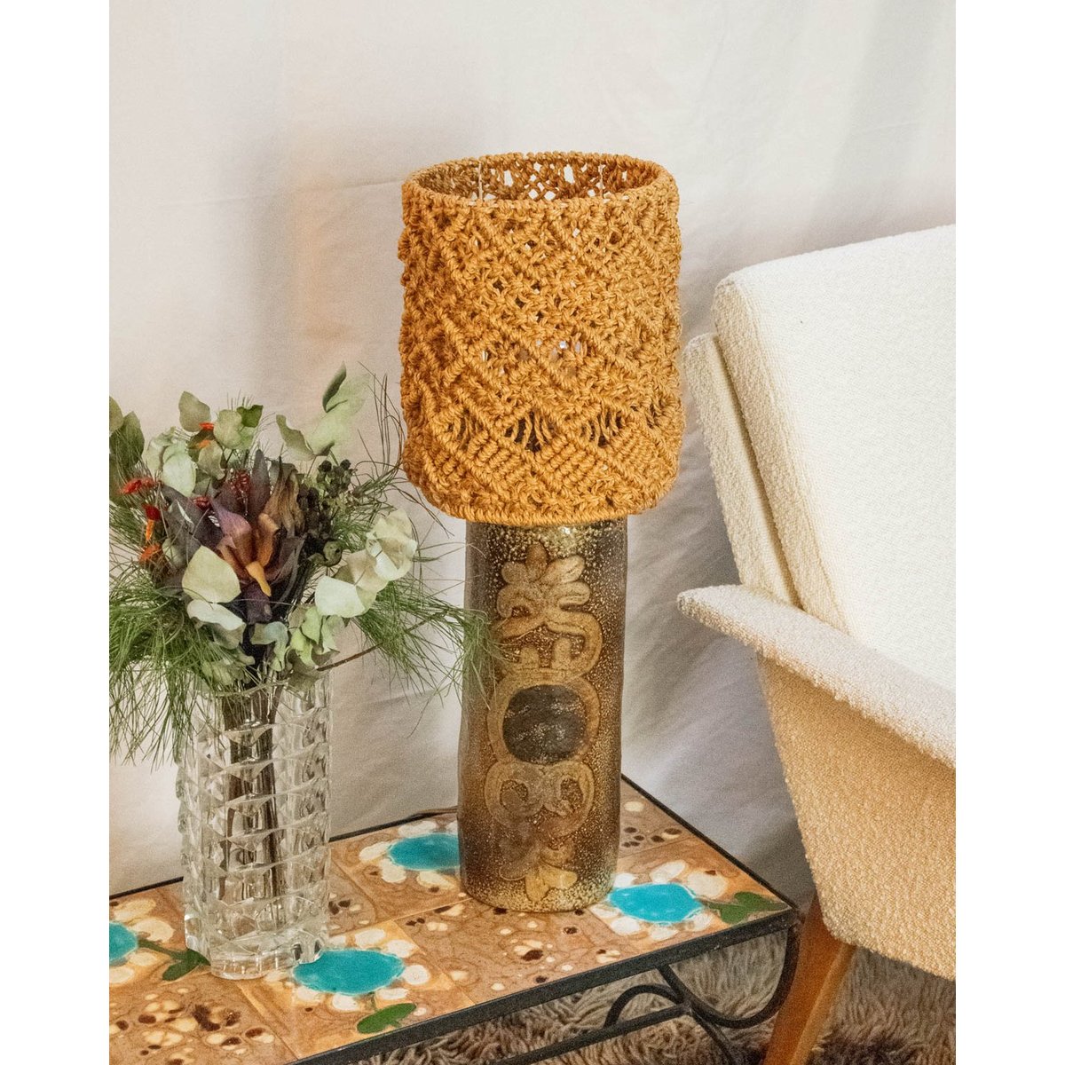Lampe à poser en grès Suzanne N°479 - Bon état gris, DEBONGOUT