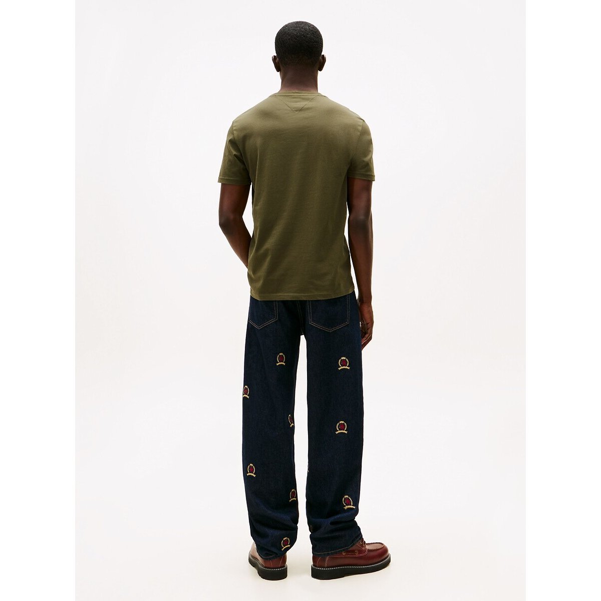 Lot de 3 t-shirts manches courtes noir + ecru + kaki, TOMMY JEANS