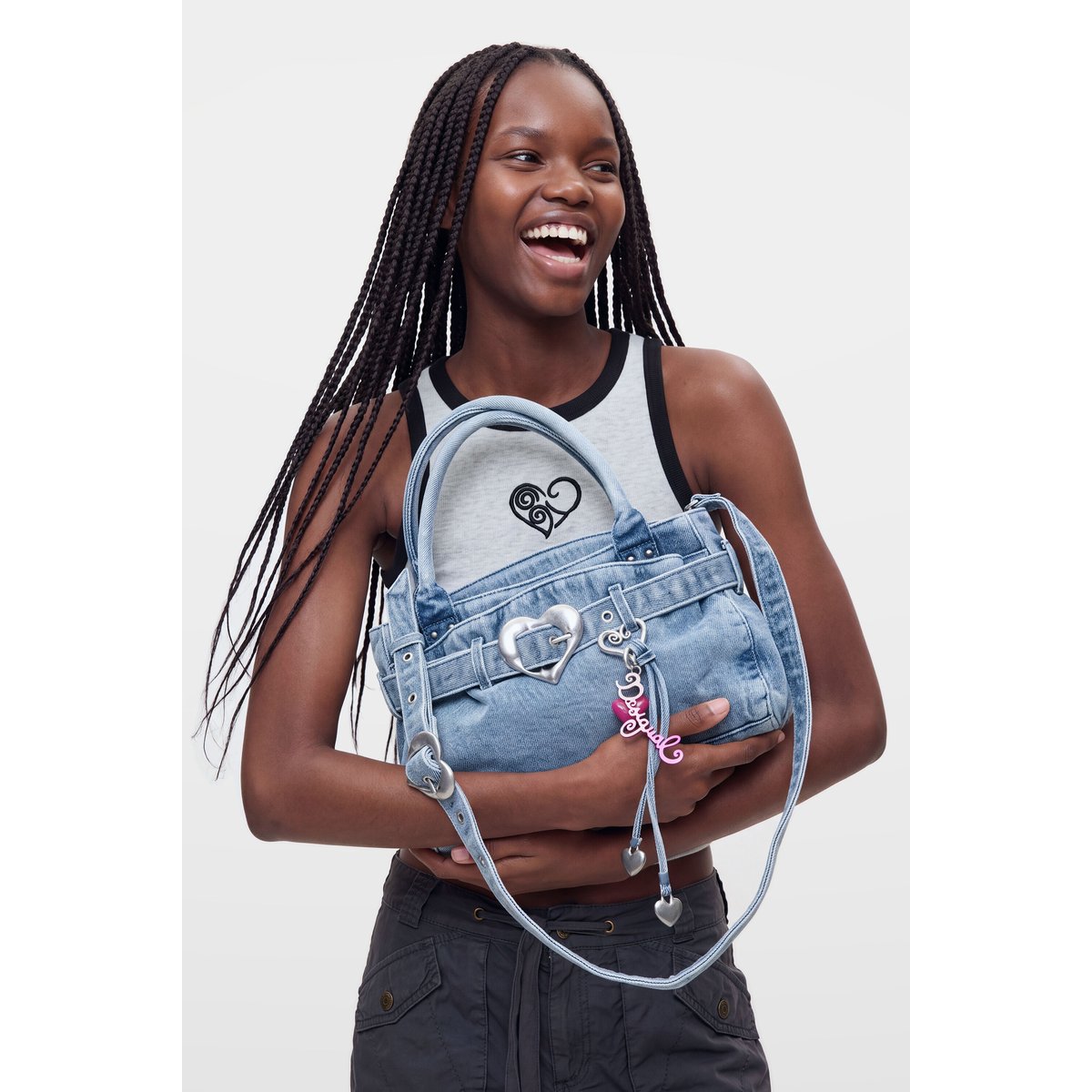 Sac en jean moyen noir, DESIGUAL