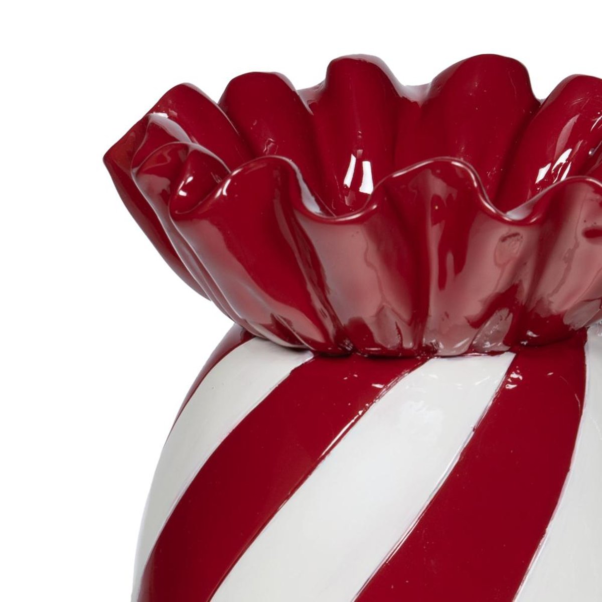 Vase bonbon rayée H31   en resine rouge, AMADEUS