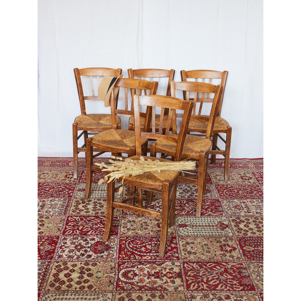 Lot de 6 chaises en hêtre Claude N°1438 - Bon état bois clair, DEBONGOUT