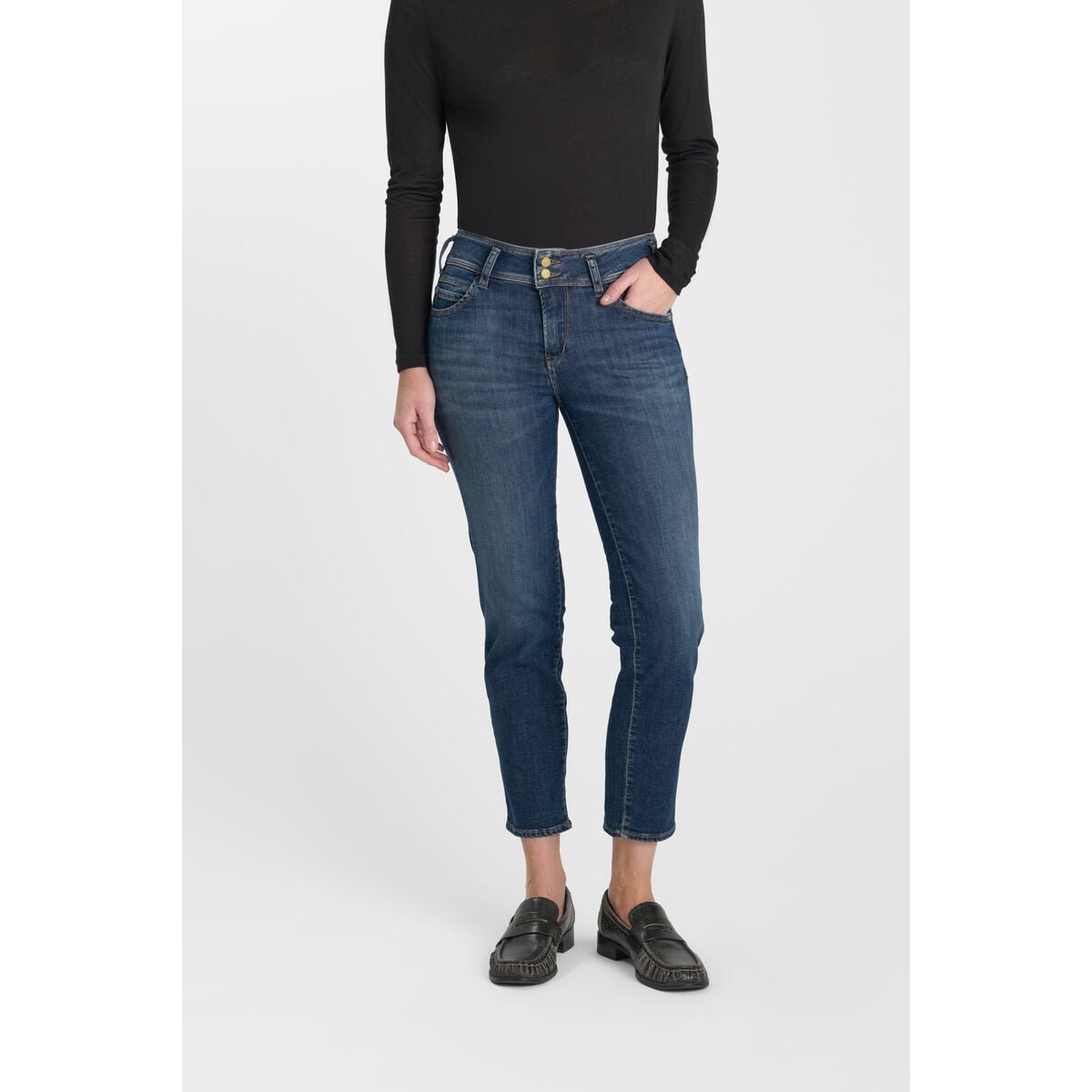 Jeans push-up droite taille haute PULP, 7/8ème blue, LE TEMPS DES CERISES