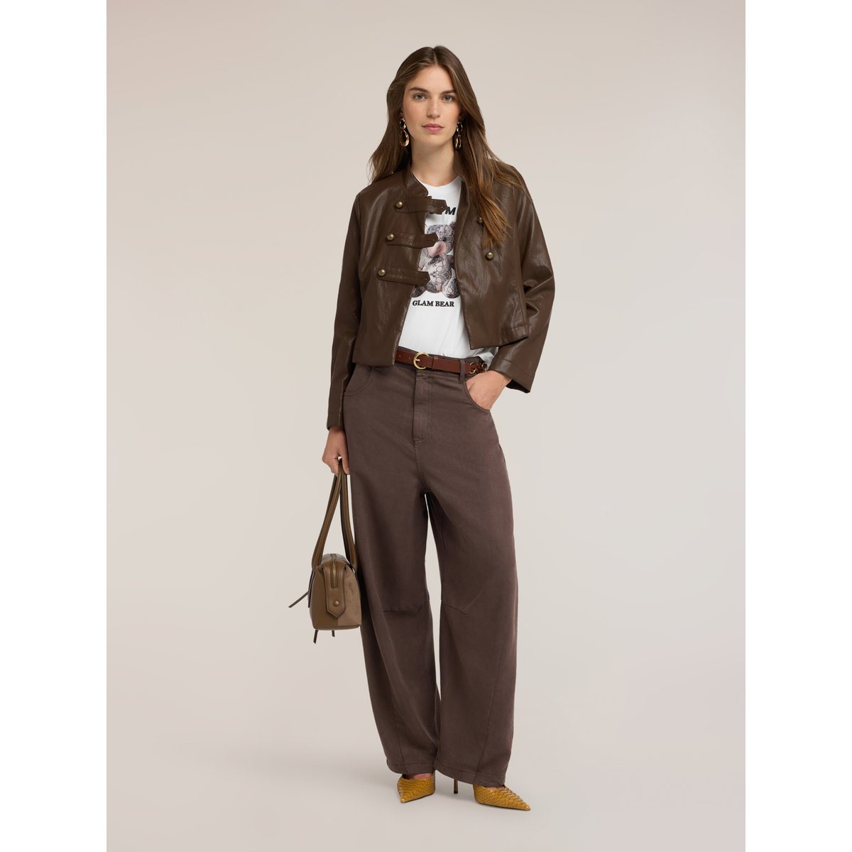 Veste militaire avec boutons métalliques marron, MOTIVI