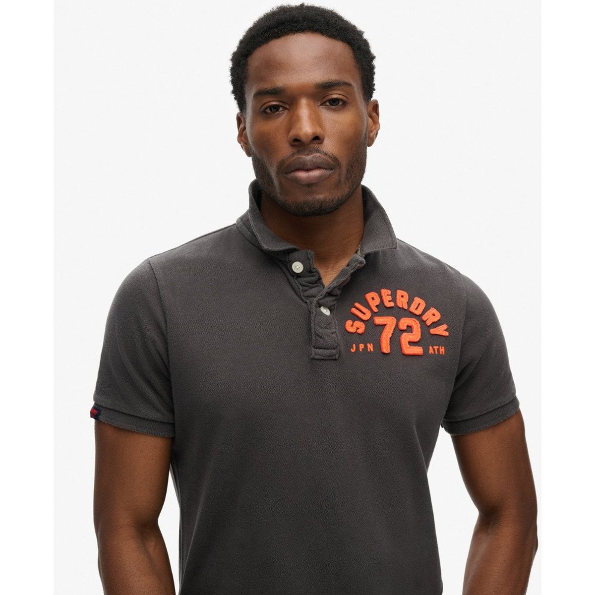 Polo Vintage Athletic noir délavé, SUPERDRY