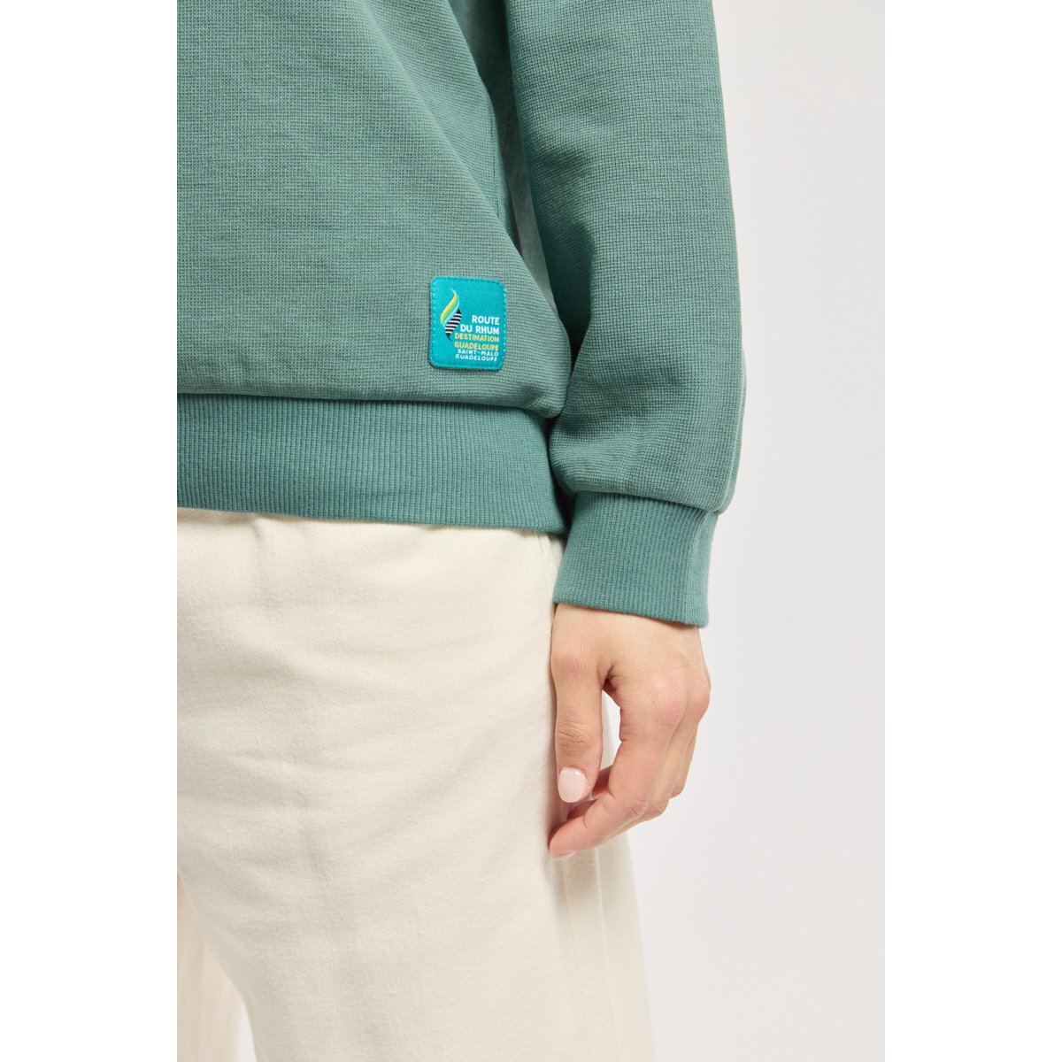 Sweat col camionneur - coton silver pine / blanc, ARMOR-LUX